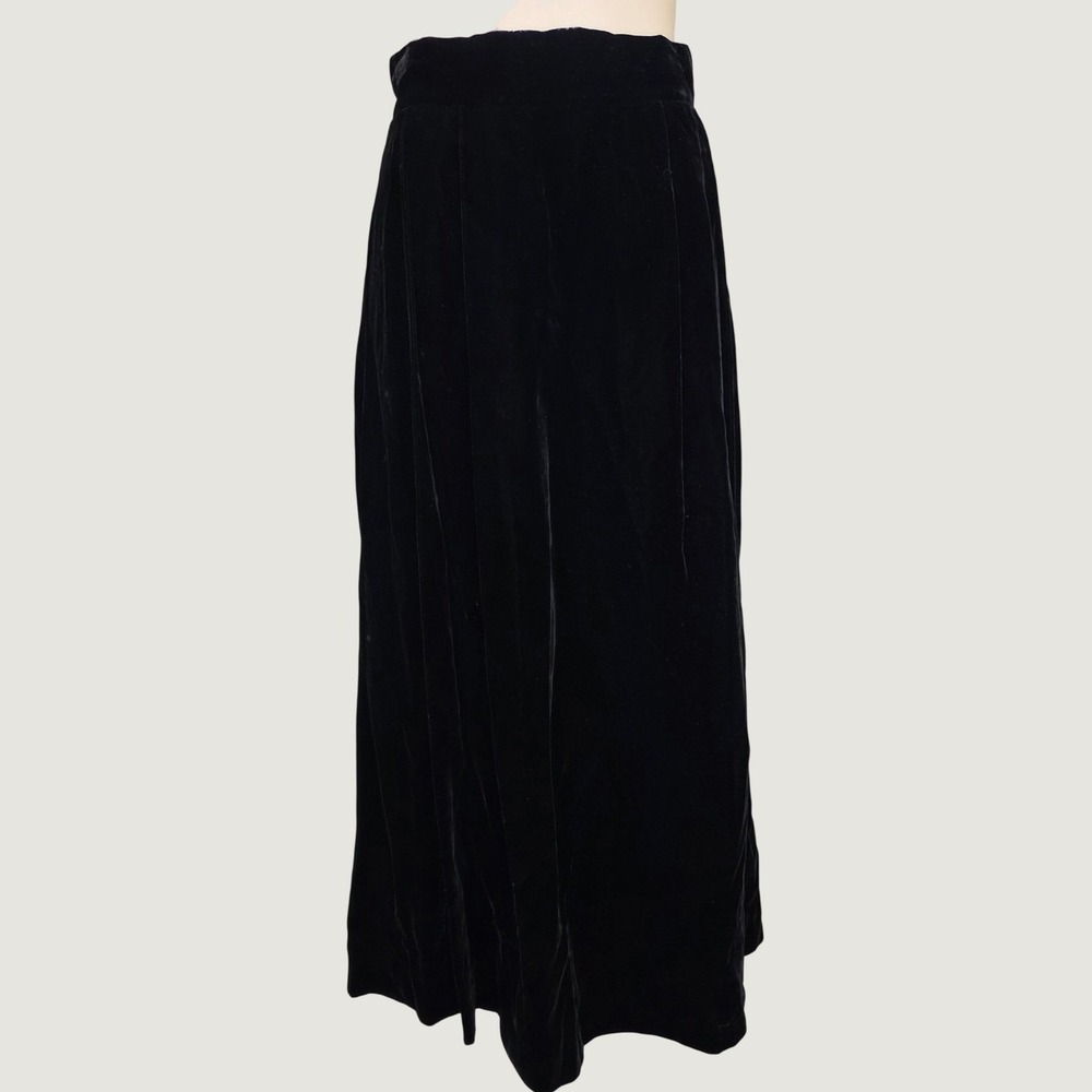 Vintage Black Velvet Maxi Skirt Fall Fashion Size 6 High Waist Boho Whimsigoth
